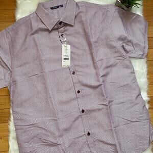 Bohio Burgundy Patterned Short Sleeve Shirt Size L